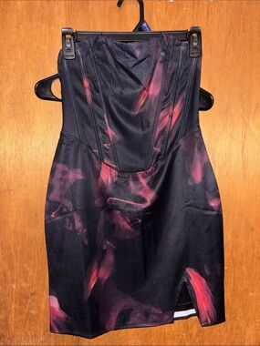 Black and Red Strapless Corset Dress